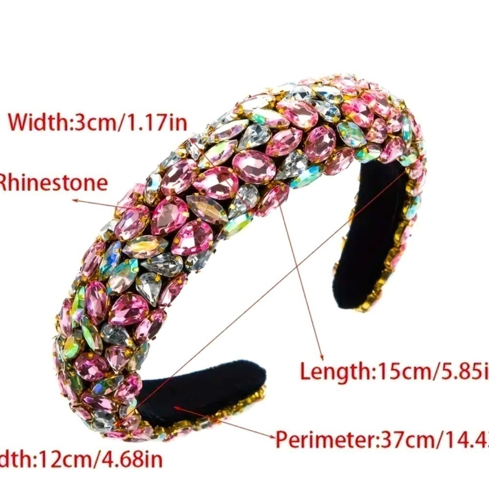 Baroque Style Multicolor Rhinestone Headband - Picture 4 of 4